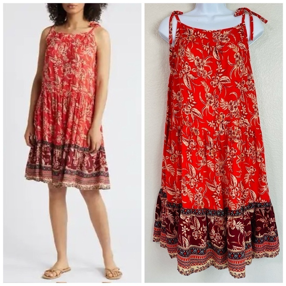 Beach Lunch Lounge Maui Sunrise Tiered Dress Size S